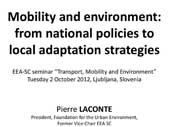 Mobility and environment: from national policies to local adaptation strategies